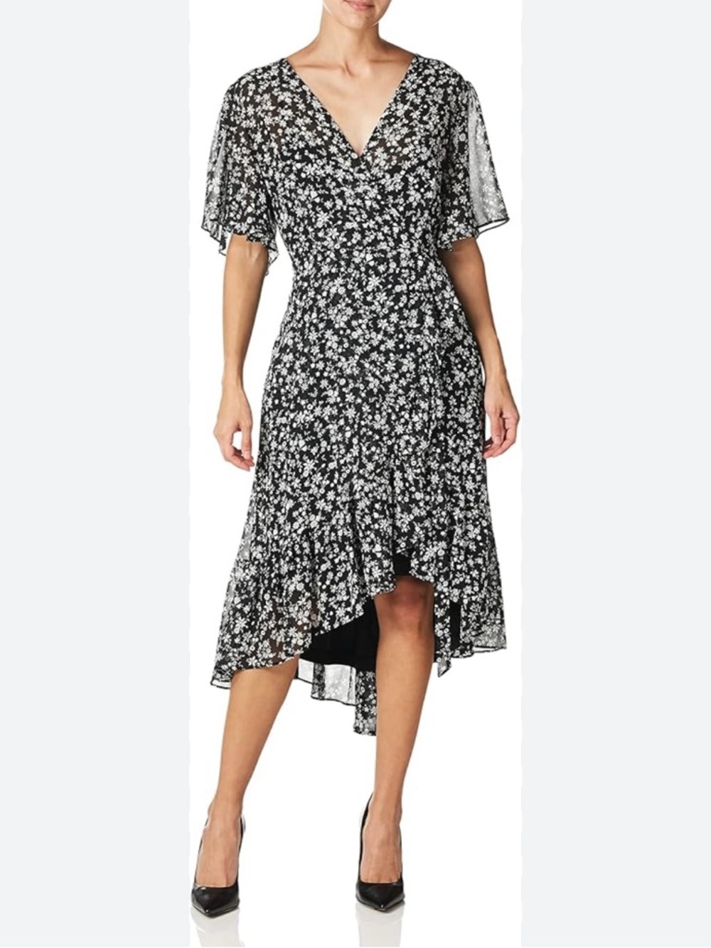 Calvin Klein Flutter Sleeve A-line Dress